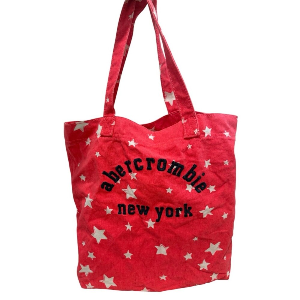 Abercrombie Kids Pink Star Tote Bag Print Canvas Embroidered Logo Shopper Y2K